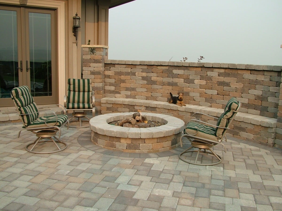 Backyard Dog On Sitting Bench Not Small Firepit Western Interlock
