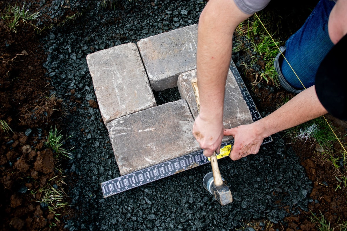 rubber mallet to nudge blocks into place