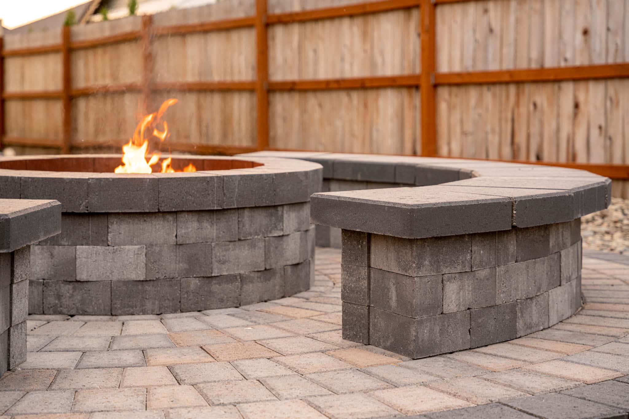 Stone fire pit bench sale